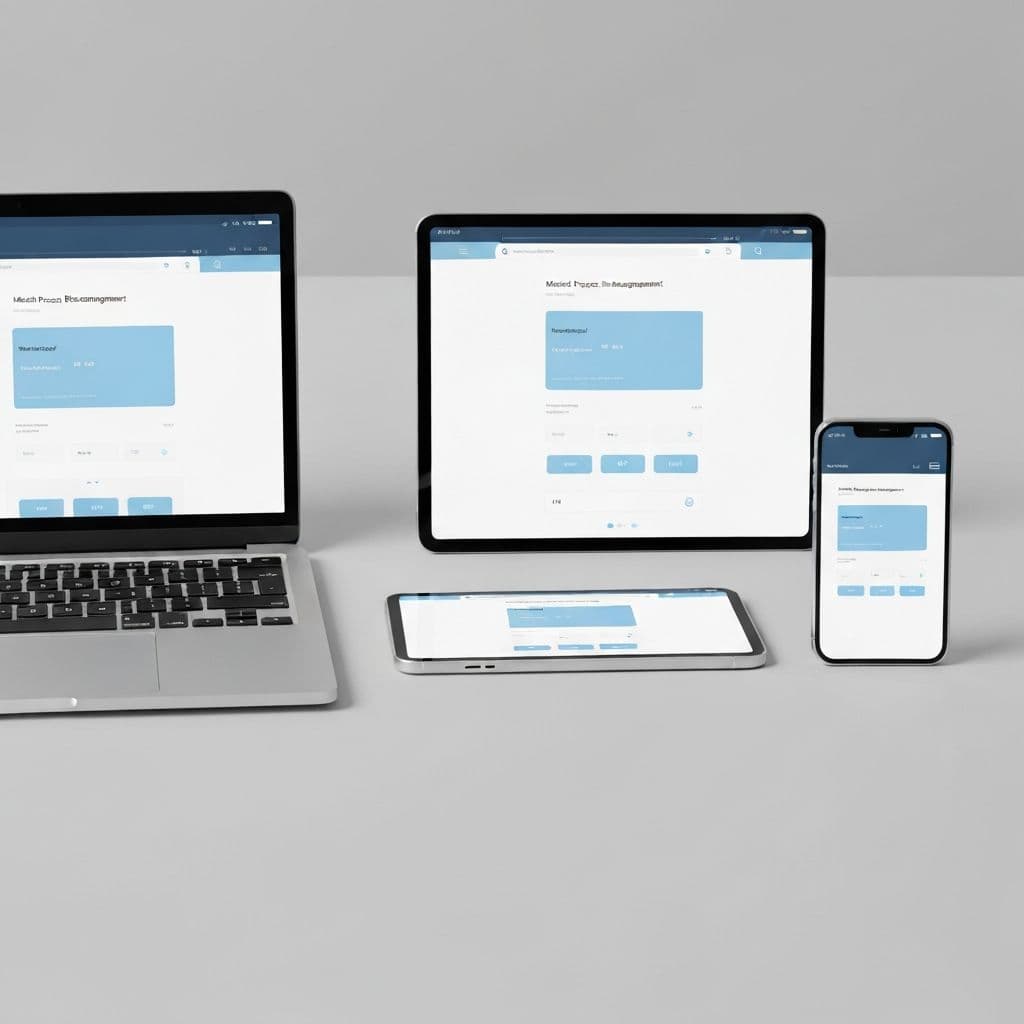 Effizienz Praxis auf Laptop, Tablet und Smartphone